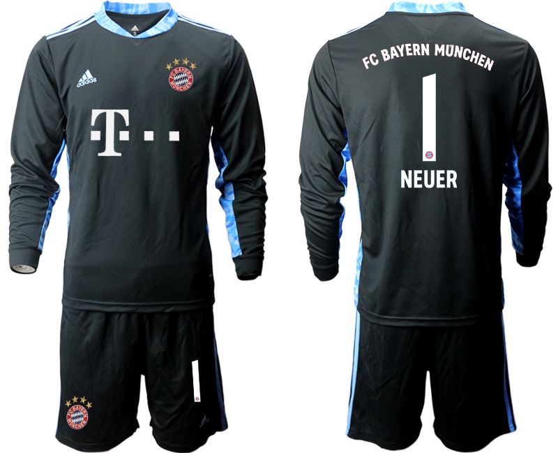 Men 2020-2021 club Bayern Munich black long sleeve goalkeeper #1 Soccer Jerseys